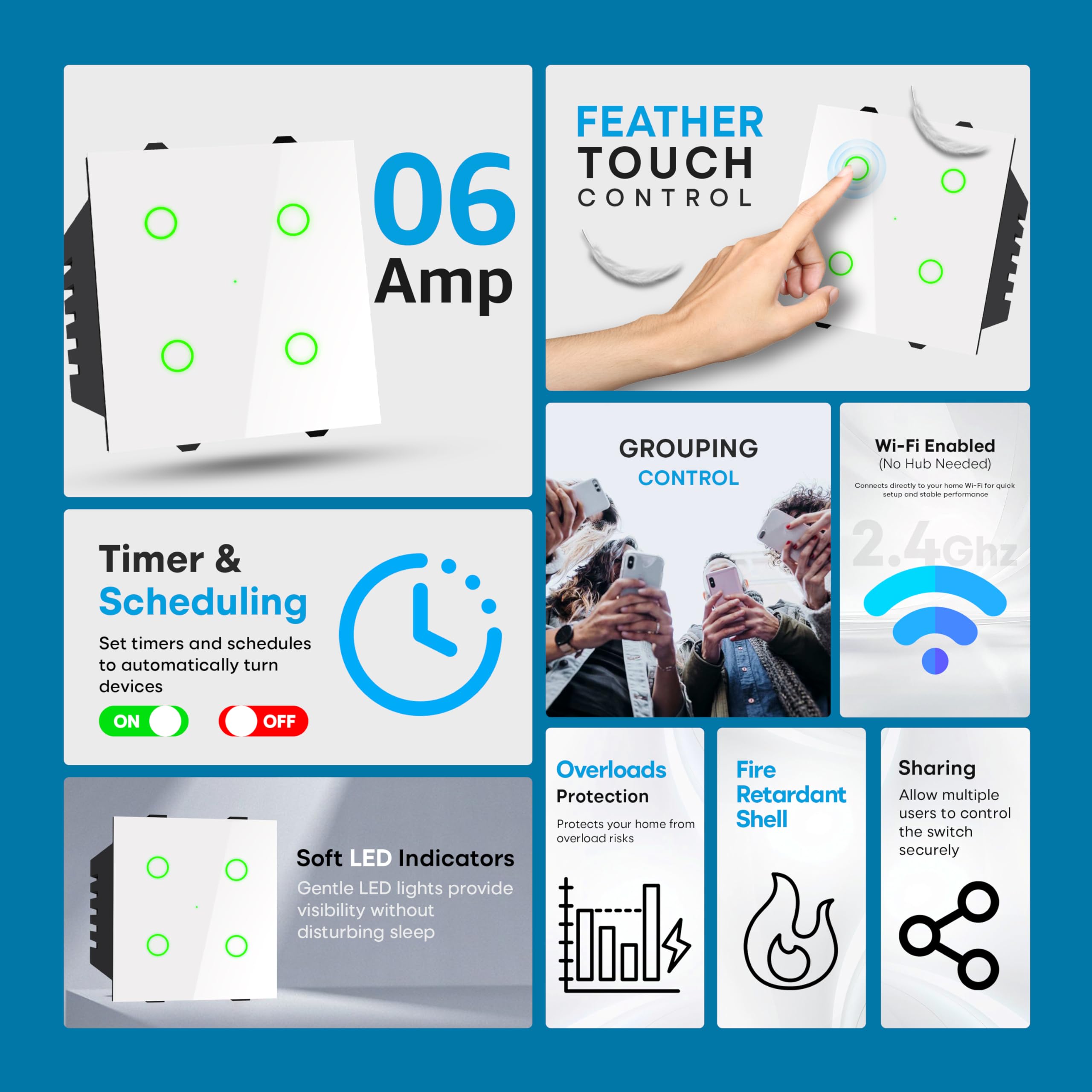 Modular 4 Gang Touch Smart Switch